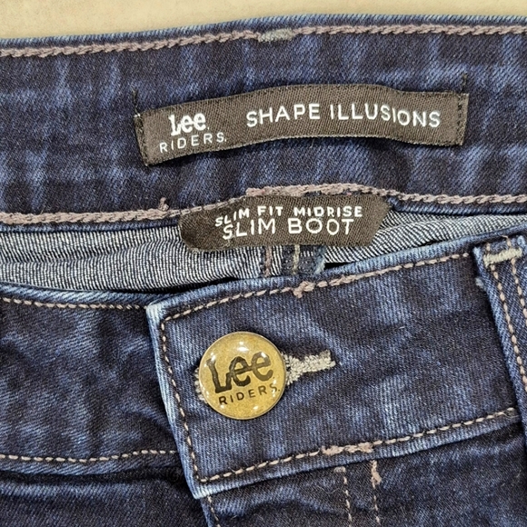 Lee Riders Shape Illusions jeans women's 16 Long Blackened wash Slim Boot mid - Picture 9 of 12